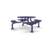 Purple Wabash Valley Spyder Round Picnic Table, Diamond plastisol coated steel, 4 attached seats, model SY110D, round picnic table with attached benches