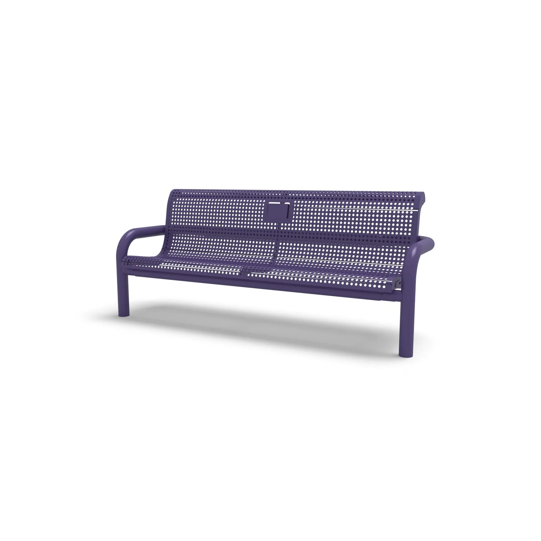 Purple Wabash Valley Contemporary Perforated steel Memorial Bench with Inground Mount studio image
