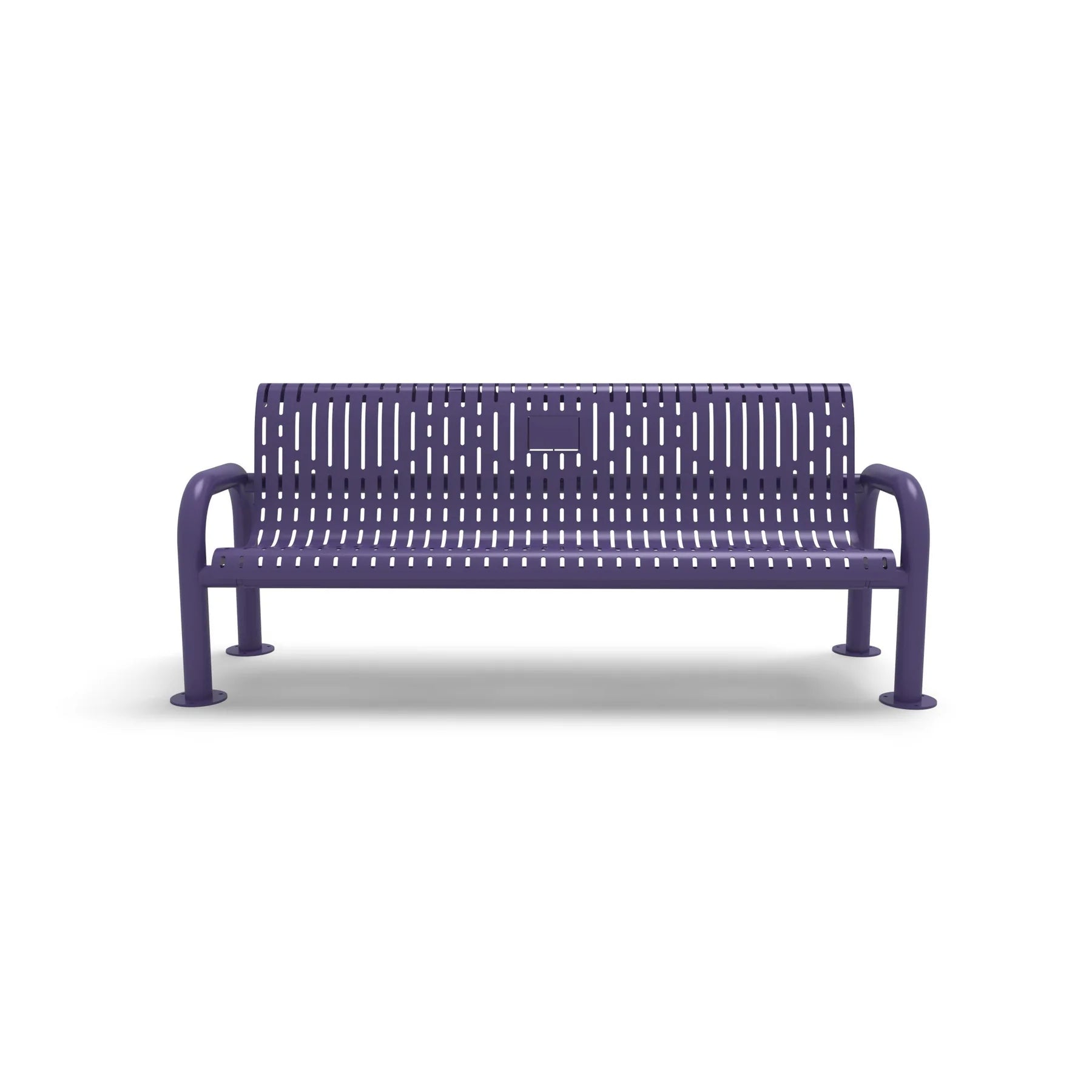 Purple Wabash Valley Contemporary Ribbed steel Memorial Bench with Surface Mount studio image
