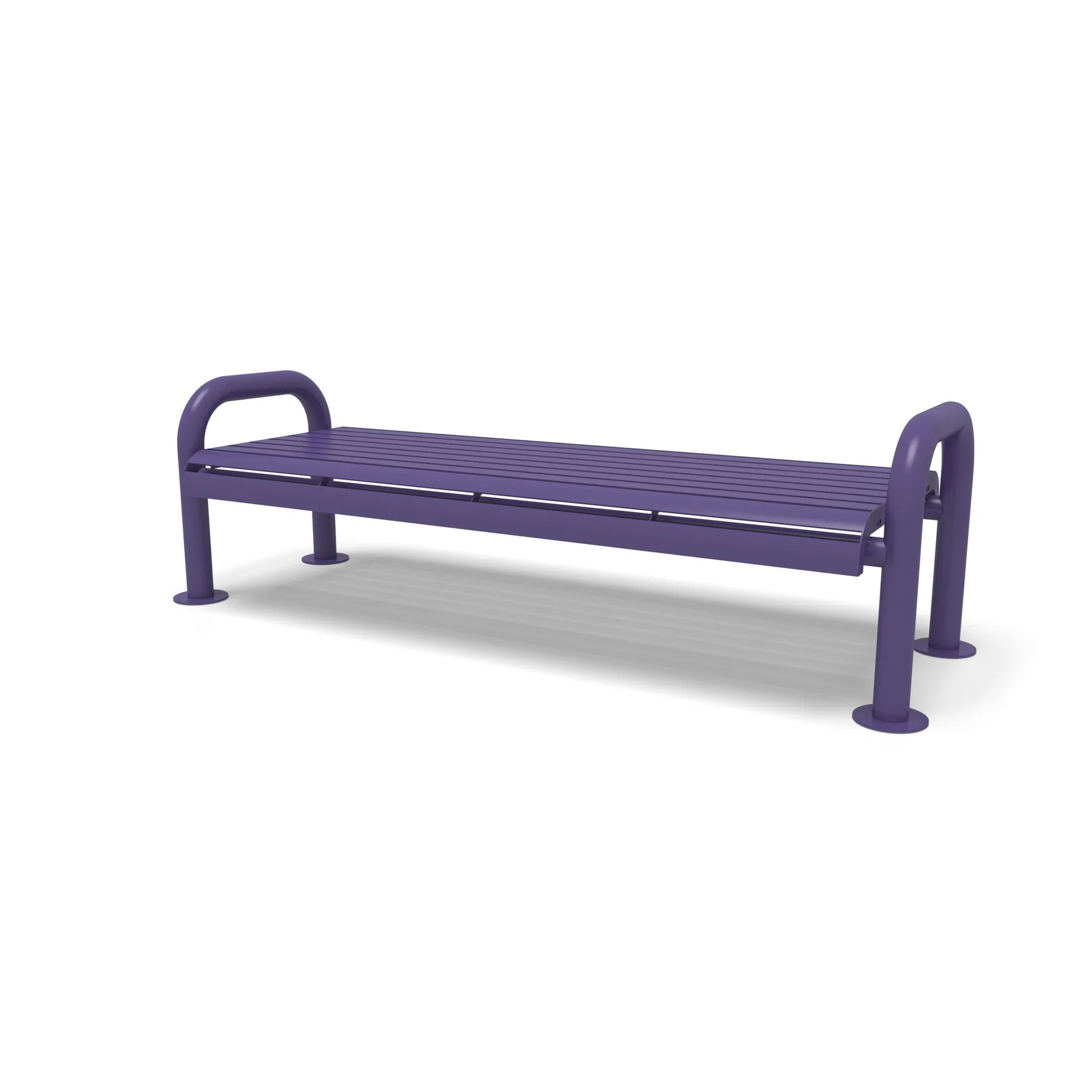 Purple Wabash Valley Contemporary Slatted Steel Backless Bench with Surface Mount Studio Image