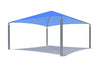 Outdoor USA Shade Pyramid Shade tent with blue top and gray base on a white background