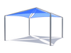Blue USA Shade Multi-Panel Pyramid tent with metal frame on a white background