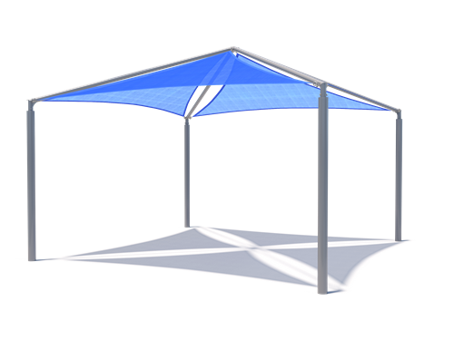 Blue USA Shade Multi-Panel Pyramid tent with metal frame on a white background