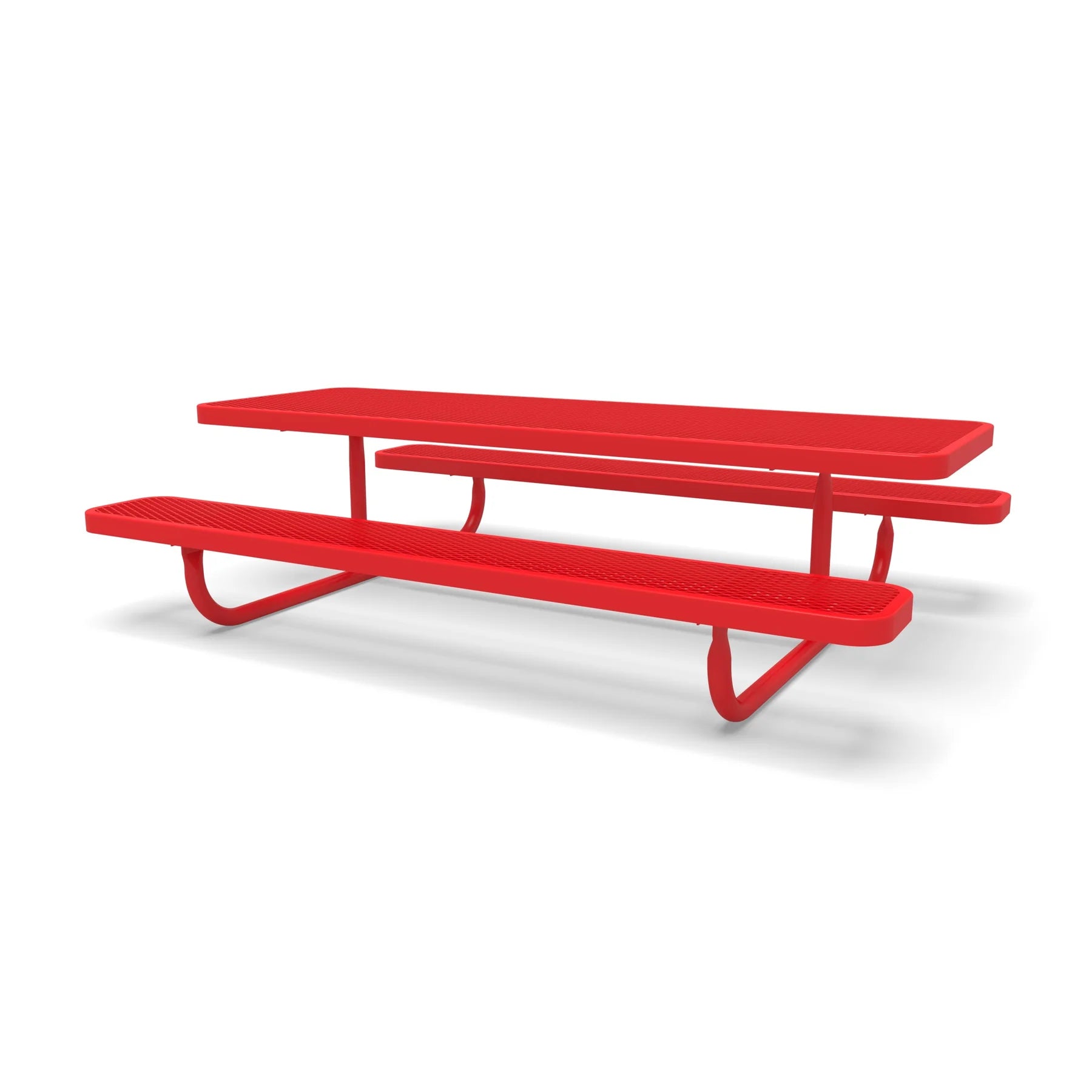 Red Wabash Valley Children's Signature Diamond Metal Portable Picnic Table in plastisol-coated steel, one of our kids outdoor picnic tables at preschool height