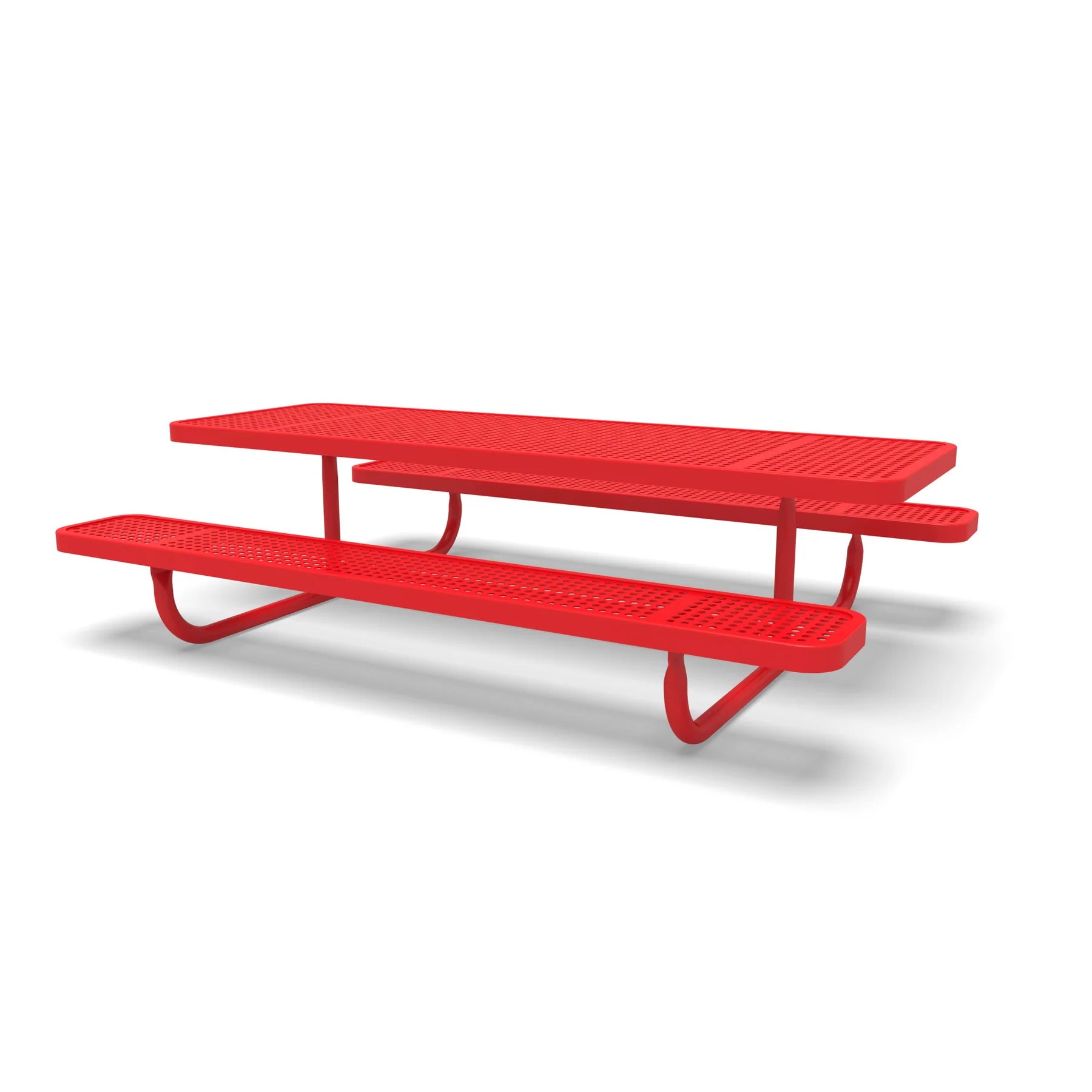 Red Wabash Valley Children's Signature Perforated Metal Portable Picnic Table in plastisol-coated steel, a kids table with benches