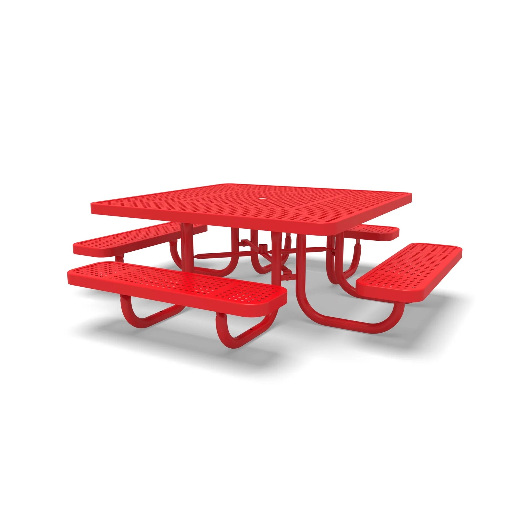 Red Wabash Valley Children's Signature Square Perforated Metal Portable Picnic Table in plastisol-coated steel, a kids size picnic table with an 11 inch seat