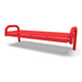 Red Wabash Valley Contemporary Slatted Steel Backless Bench CN435S Inground Mount studio image, backless park bench with end arms