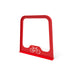 Angled view of a Red Wabash Valley Designer bike rack, bike rack for an office building forecourt in powder coated steel