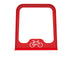 Red Wabash Valley Designer bike rack, architectural bike rack panel with a laser cut bicycle silhouette