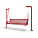 Red Wabash Valley Estate Diamond Swing Bench, plastisol-coated steel seat on inground posts, outdoor swing for adults