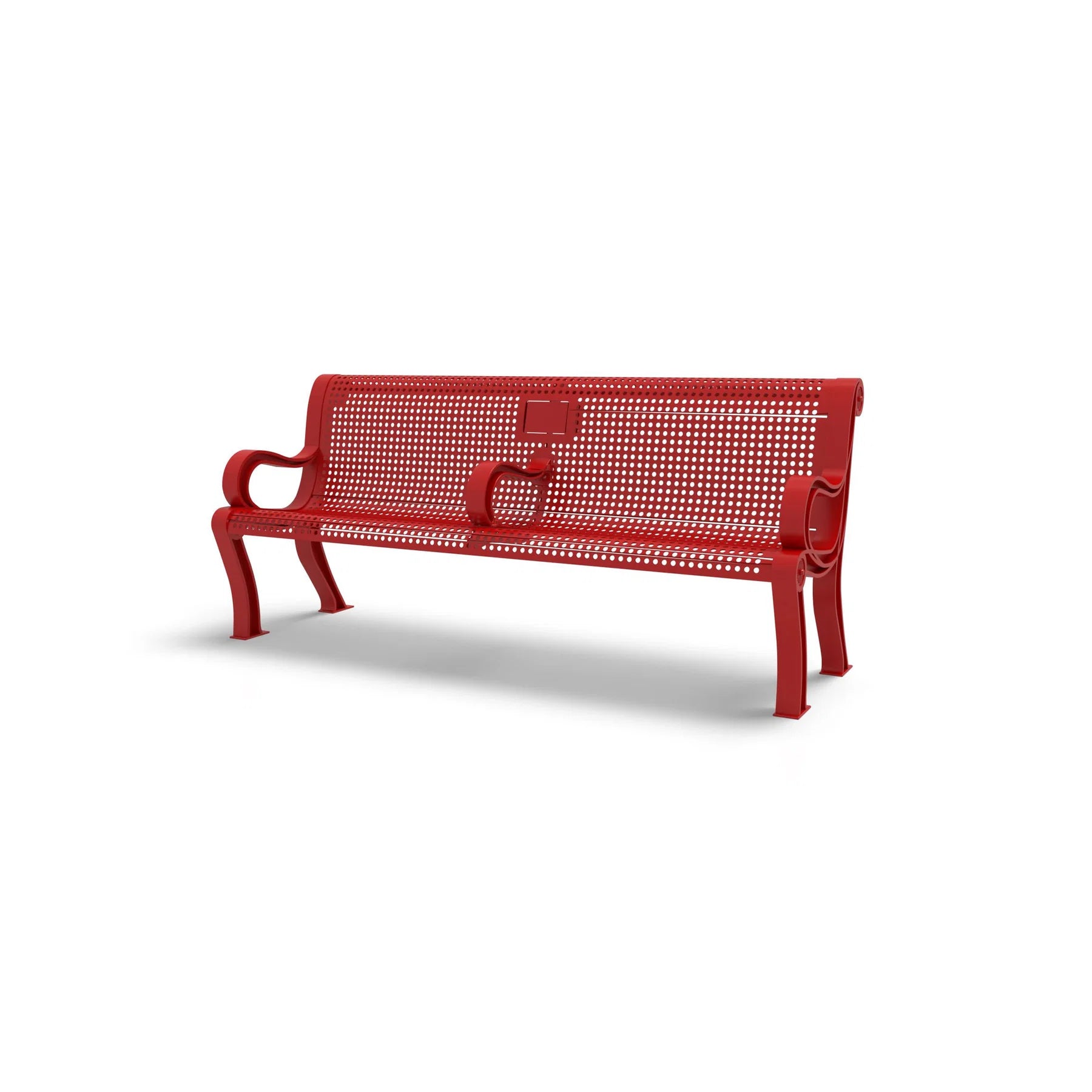 Red Wabash Valley Estate Perforated Memorial Bench, custom memorial bench 77 inches long