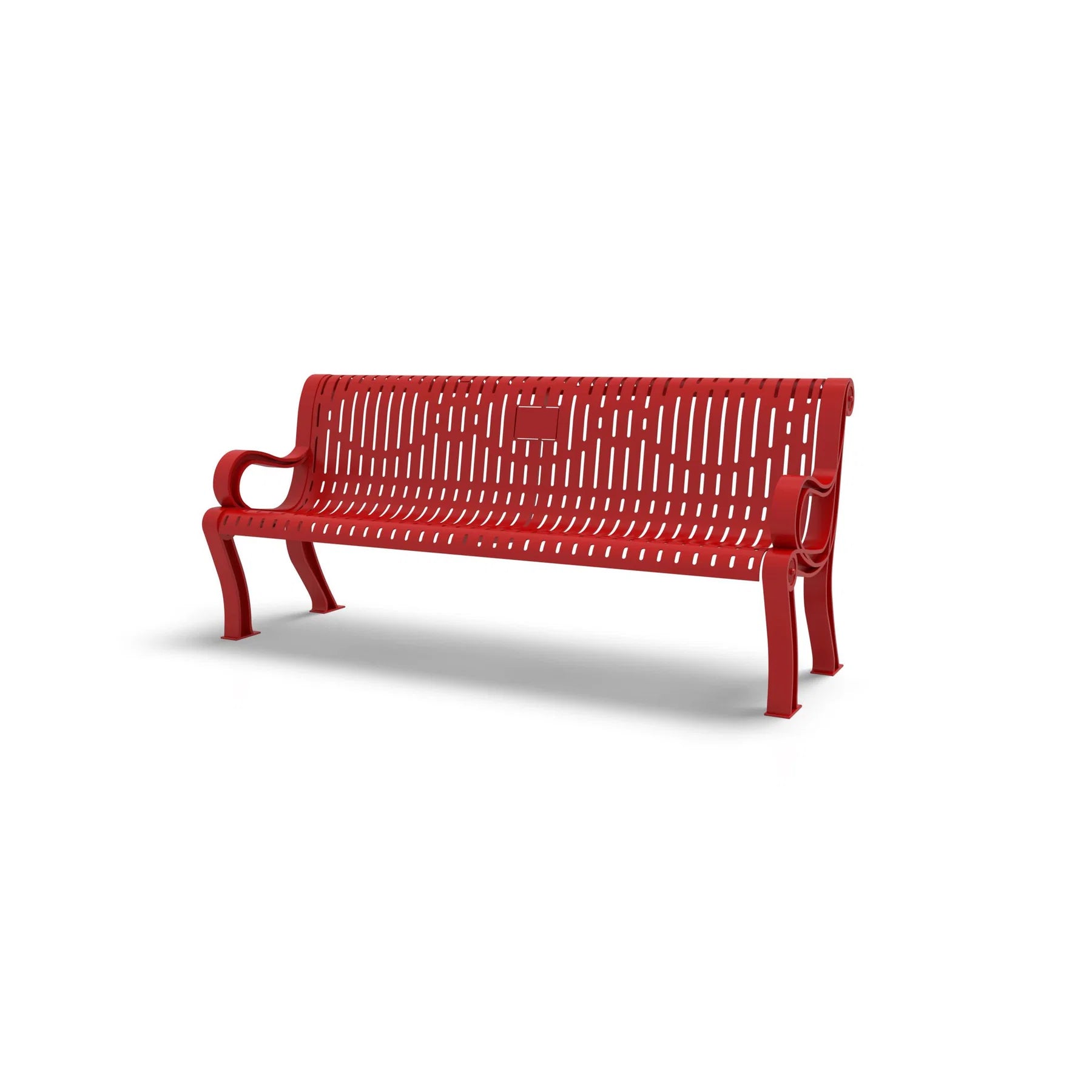 Red Wabash Valley Estate Ribbed Memorial Bench, commemorative bench for a park or campus