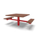 Red Wabash Valley Rinnova Square Picnic Table, 2 Seats + 2 Wheelchair Spaces, Inground, Cedar recycled plastic planks, food court table