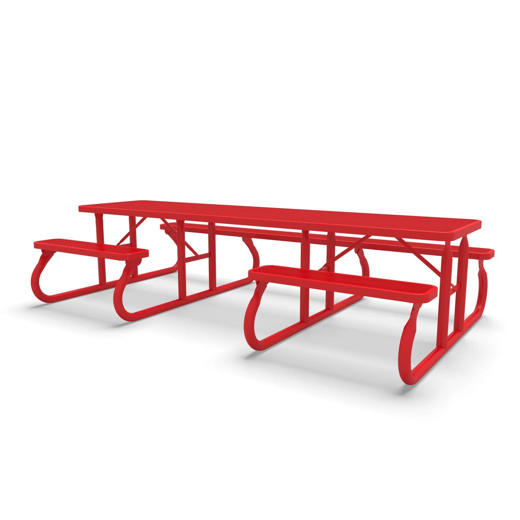 Red Wabash Valley Signature Side by Side ADA Accessible 10 ft Diamond Portable Picnic Table in plastisol-coated steel, a wheelchair picnic table