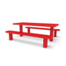 Red Wabash Valley Signature Multi-Pedestal 6 ft Diamond Inground Picnic Table in plastisol-coated steel, model SG205D, metal mesh picnic table