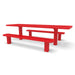 Red Wabash Valley Signature Multi-Pedestal 8 ft ADA Accessible Diamond Inground Picnic Table in plastisol-coated steel, open at both ends for wheelchair seating, model SG207D, public picnic tables