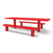 Red Wabash Valley Signature Multi-Pedestal 8 ft ADA Accessible Perforated Inground Picnic Table in plastisol-coated steel, open at both ends for wheelchair seating, model SG207P, in ground picnic table