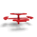 Red Wabash Valley Signature Round Pedestal Picnic Table, Diamond, Chessboard - ADA Accessible - Inground, in plastisol-coated steel, model SP215D, outdoor chess board