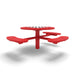 Red Wabash Valley Signature Round Pedestal Picnic Table, Perforated, Chessboard - ADA Accessible - Inground, in plastisol-coated steel, model SP215P, park chess table