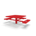 Red Wabash Valley Signature Square Pedestal Picnic Table, Diamond, Standard - ADA Accessible - Inground - 46 Inch, in plastisol-coated steel, model SG235D, ada accessible table