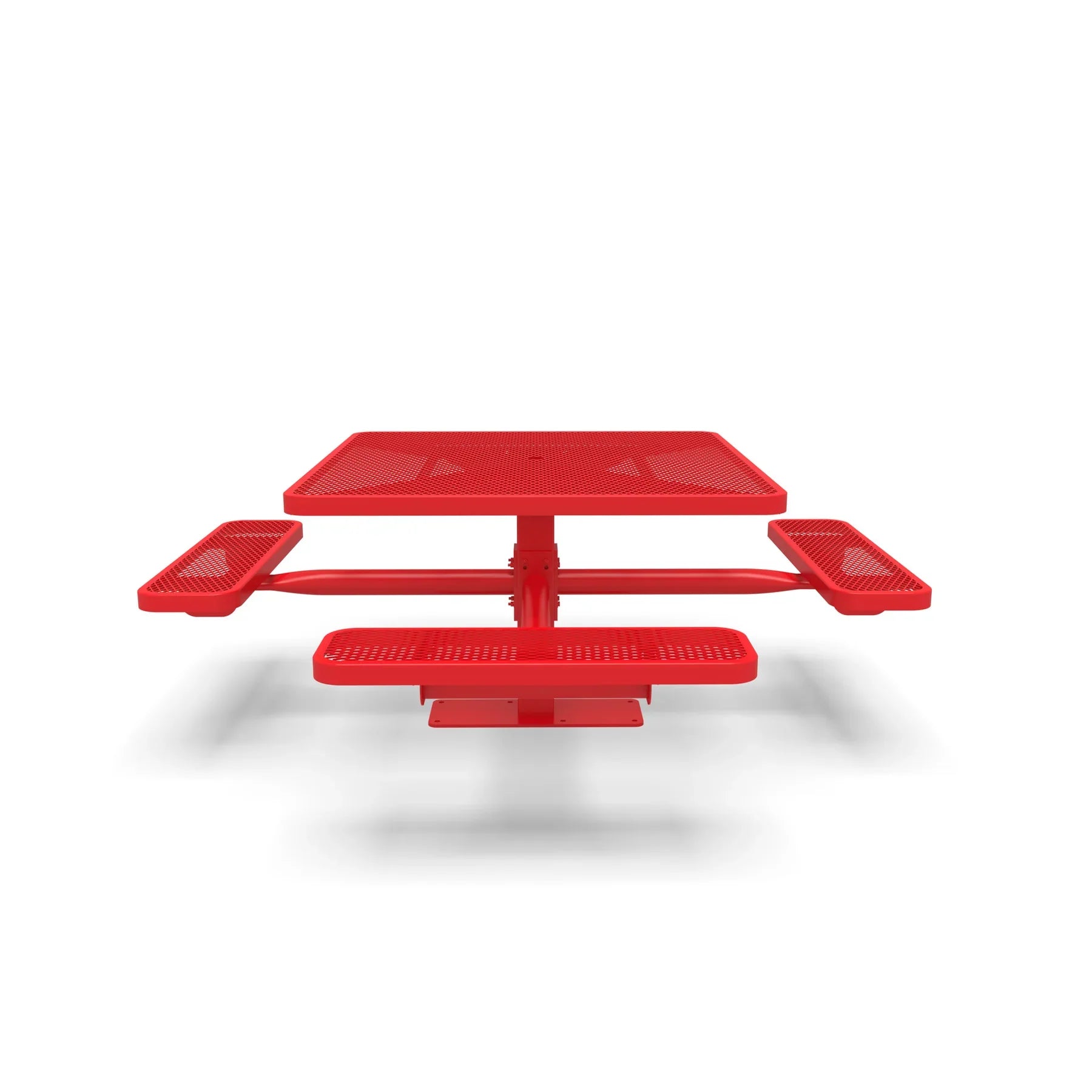 Red Wabash Valley Signature Square Pedestal Picnic Table, Diamond, Standard - ADA Accessible - Surface Mount - 46 Inch, in plastisol-coated steel, model SG234D, ada accessible table