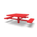 Red Wabash Valley Signature Square Pedestal Picnic Table, Perforated, Standard - ADA Accessible - Inground - 46 Inch, in plastisol-coated steel, model SG235P, ada accessible table