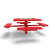 Red Wabash Valley Signature Square Pedestal Picnic Table, Perforated, Chessboard - 4 Seats - Inground - 46 Inch, in plastisol-coated steel, model SP225P, outdoor checkers table