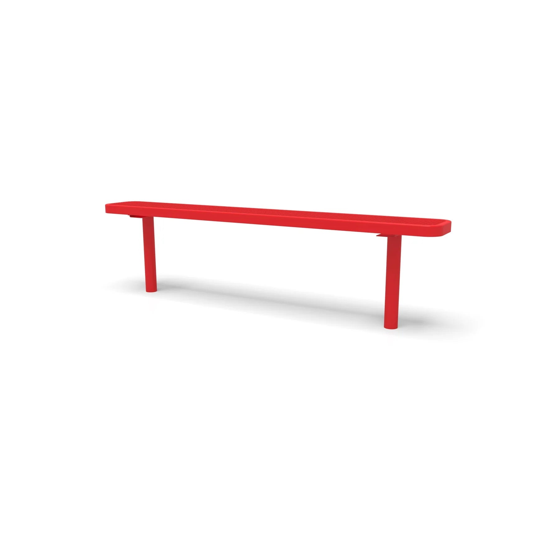 Red Wabash Valley Signature Steel Backless Bench, Diamond, 6' Inground posts, solid red, plastisol-coated steel, metal bench without back