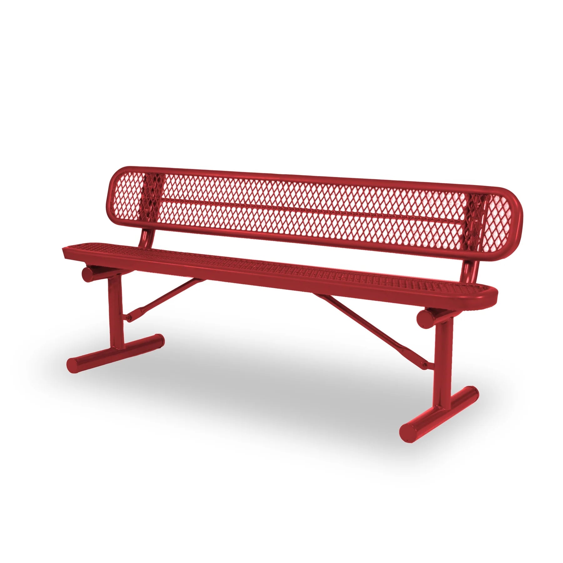 Red Wabash Valley Signature Steel Bench, Diamond seat and back, portable frame with braces, portable bench