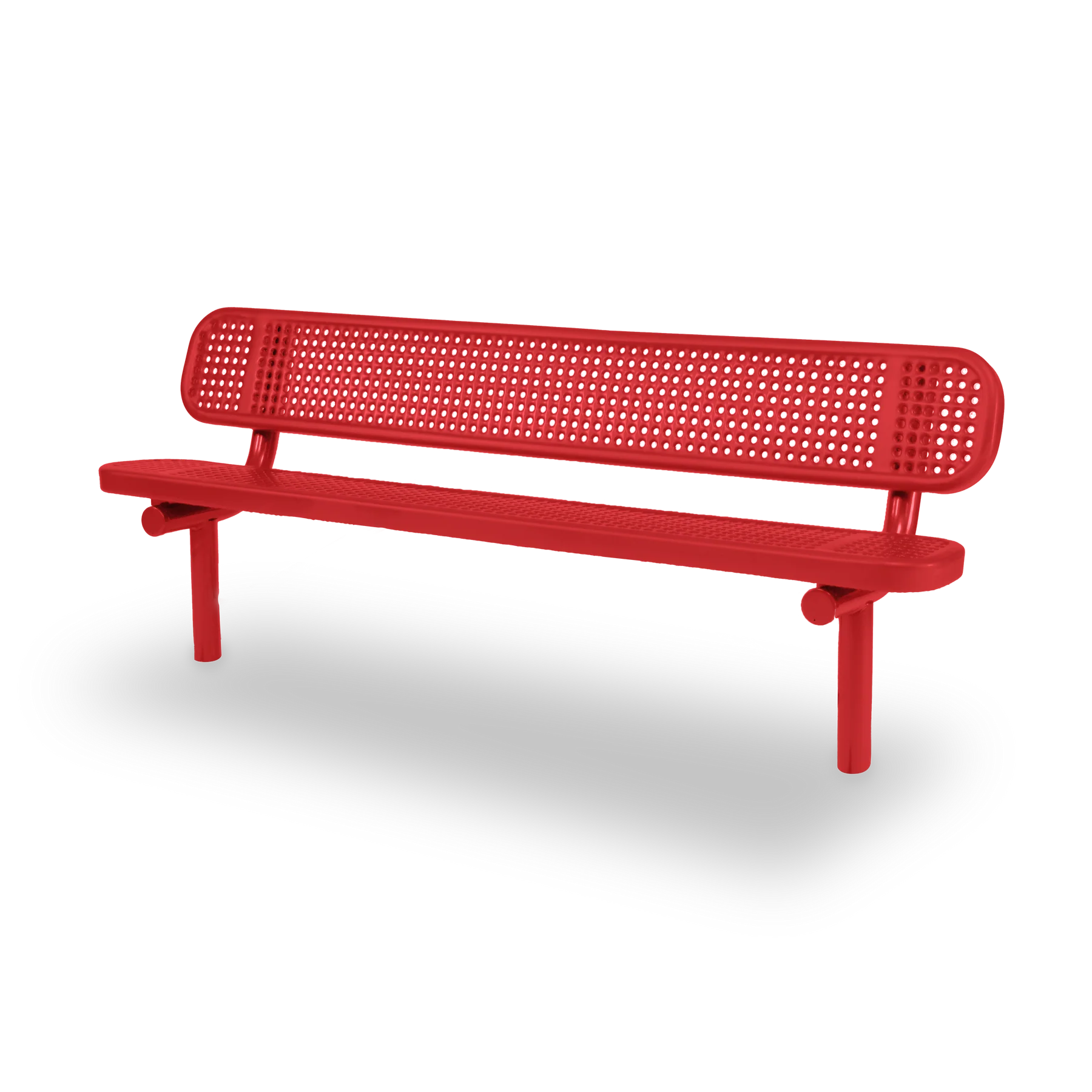 Red Wabash Valley Signature Steel Bench, Perforated seat and back, Inground legs, inground bench