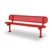 Red Wabash Valley Signature Steel Bench, Perforated seat and back, Surface Mount base plates, outdoor bench with back
