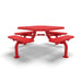 Red Wabash Valley Spyder Octagon 46 inch Picnic Table, Perforated plastisol coated steel, 4 attached seats, model SY125P, octagon shaped picnic table
