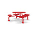 Red Wabash Valley Spyder Round Picnic Table, Diamond plastisol coated steel, 4 attached seats, model SY110D, picnic table with attached benches