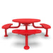 Red Wabash Valley Spyder Round Picnic Table, Perforated plastisol coated steel, 4 attached seats, model SY110P, 46 inch round table