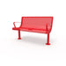 Red Wabash Valley Steel Transit Bench, With Armrests, 4 ft perforated steel seat and back on adjustable surface mount legs, model TR300P, sidewalk bench