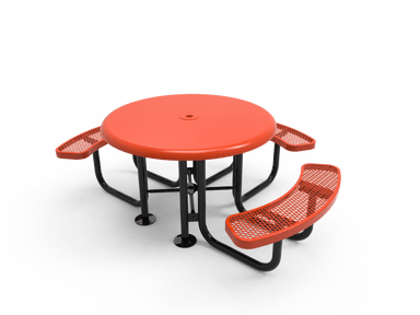 Red MyTCoat 3 Seat Accessible Round Solid Top Portable Picnic Table Expanded Metal Studio Image