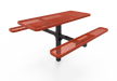 Red MyTCoat Rectangular Single Pedestal Picnic Table Inground Mount Studio Image 