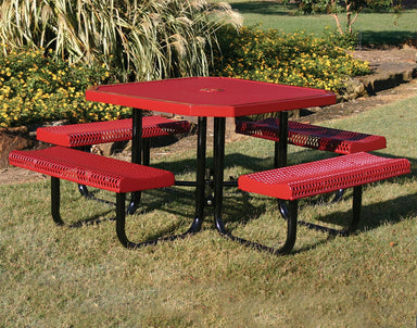 Red MyTCoat Rolled Octagon Portable Picnic Table with Sunflower Bush Background