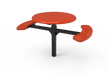 Red MyTCoat Round Solid Top Pedestal Picnic Table 2 Seat Accessible Inground Mount Studio Image