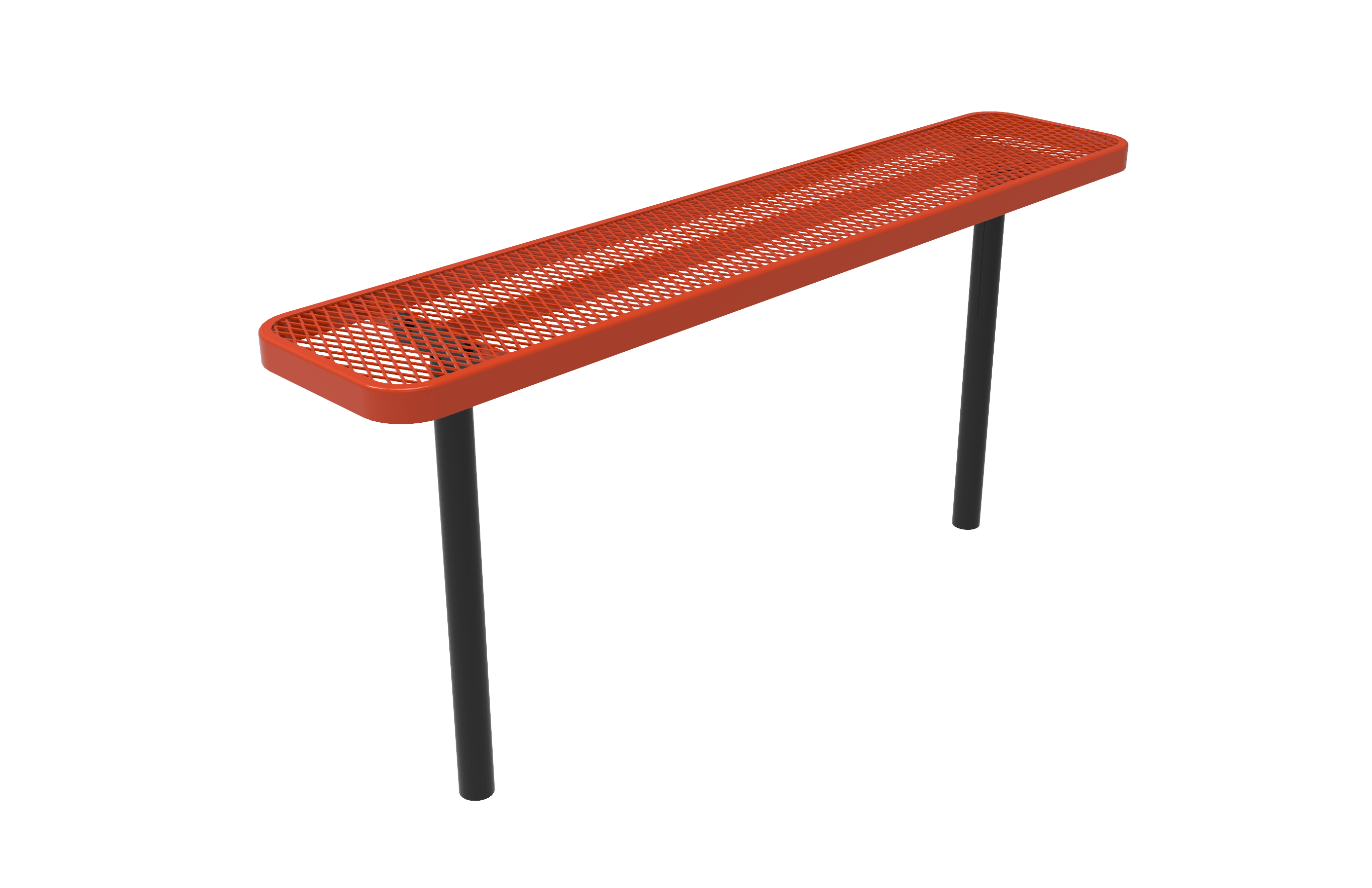 Red MyTCoat Sports Bench Without Back Expanded Metal Studio Image Inground Mount 