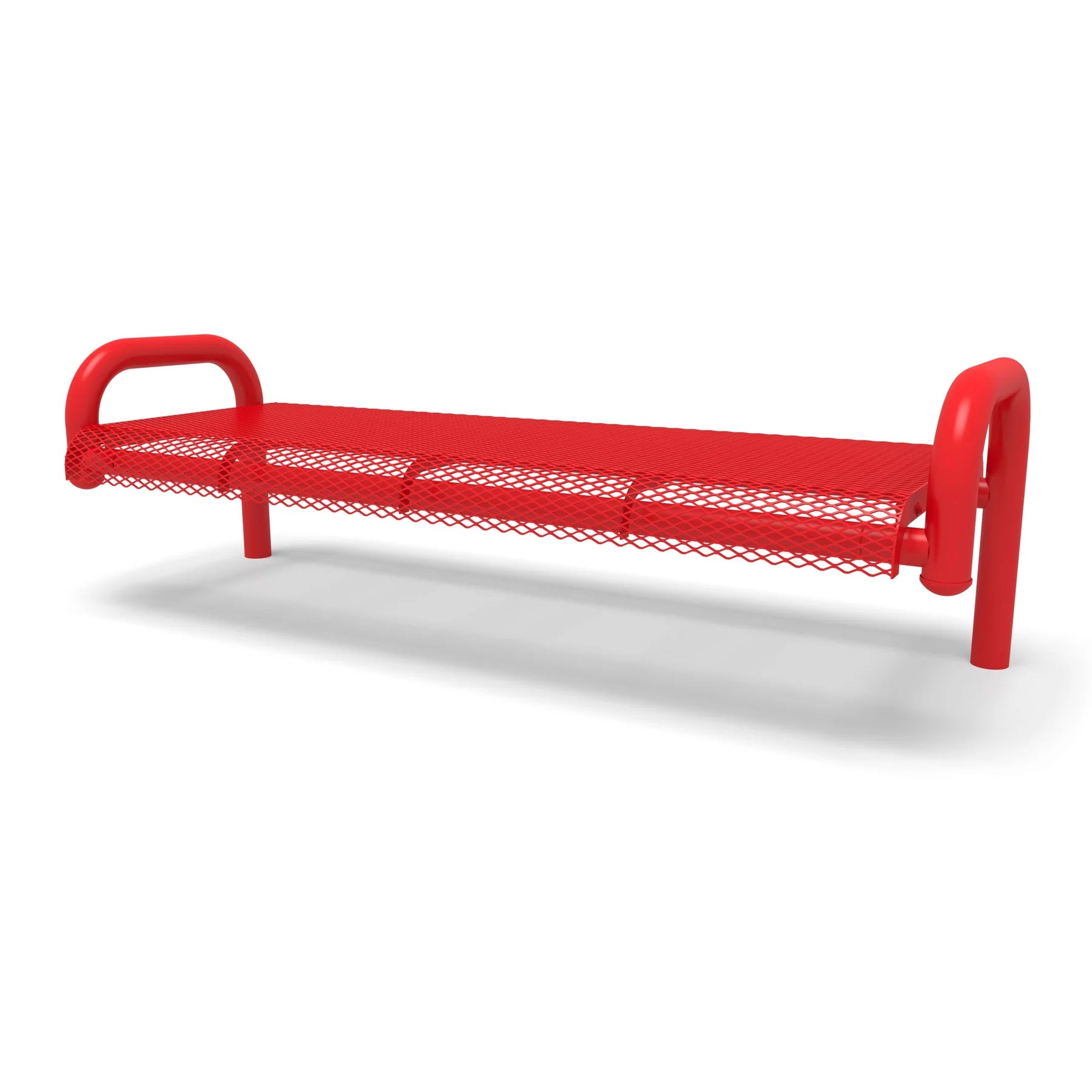 Red Wabash Valley Contemporary Diamond Steel Backless Bench with Inground Mount Studio Image