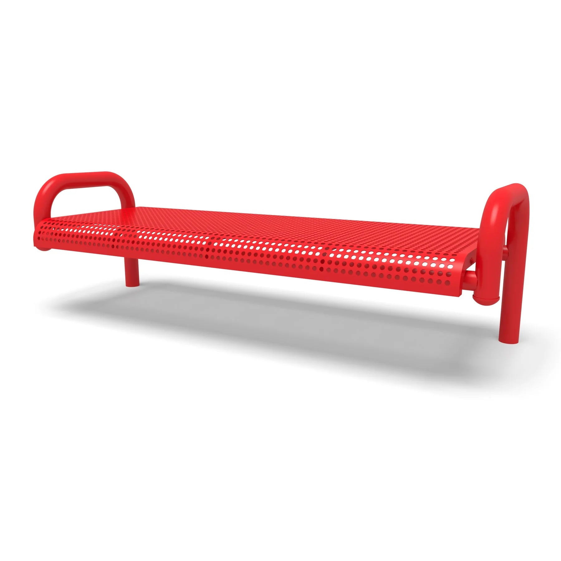 Red Wabash Valley Contemporary Perforated Steel Backless Bench with Inground Mount Studio Image