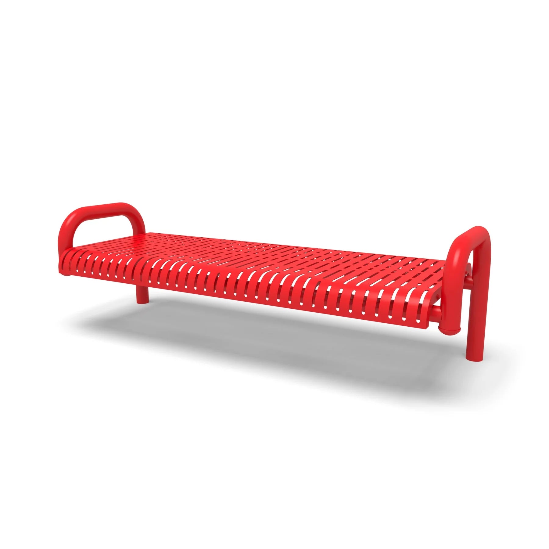 Red Wabash Valley Contemporary RIbbed Steel Backless Bench with Inground Mount Studio Image