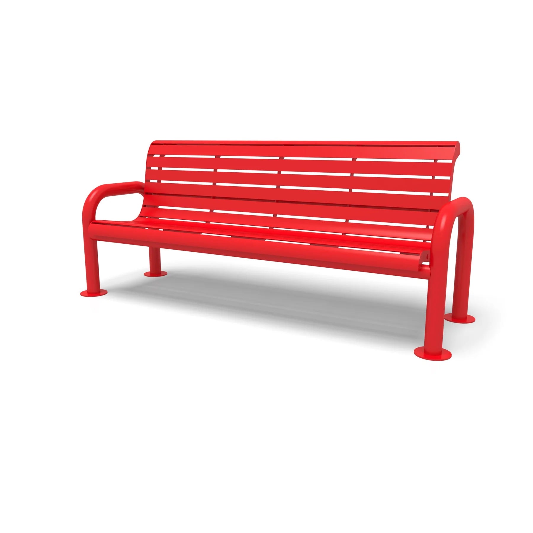 Red Wabash Valley Contemporary Slatted Steel Bench Surface Mount Studio Image