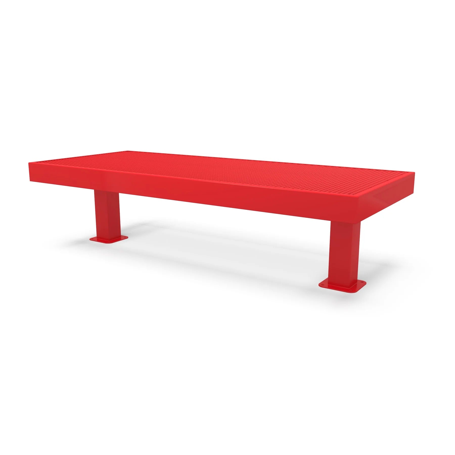 Red Wabash Valley Designer Diamond Steel Backless Bench With Surface Mount Double Wide