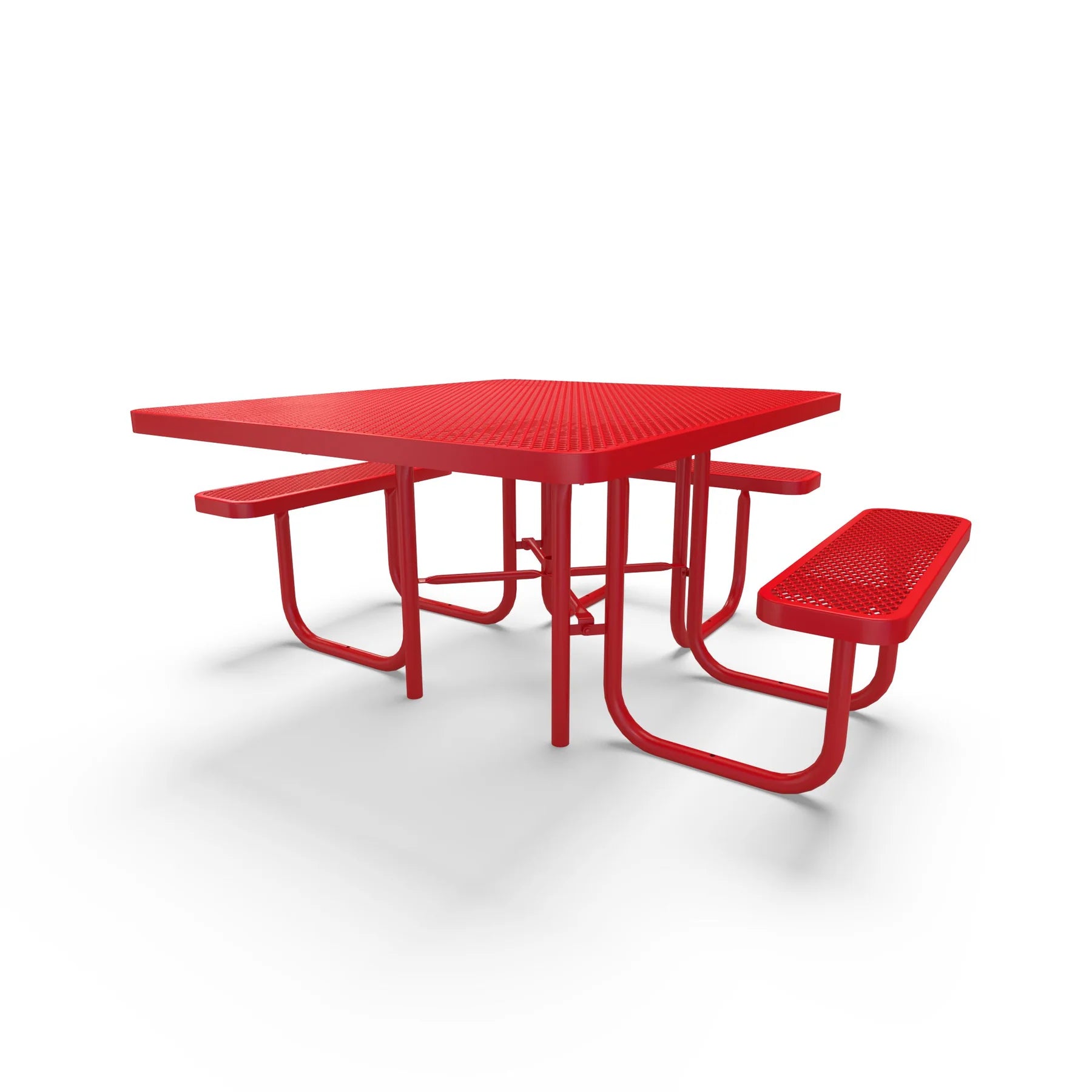 Red Wabash Valley Signature Square Diamond Metal Portable Picnic Table with ADA Accessible Seating