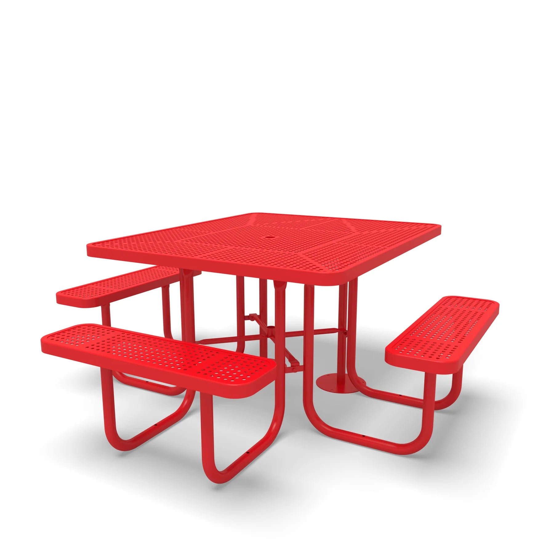 Red Wabash Valley Signature Square Perforated Metal Portable Picnic Table with ADA Accessible Seating