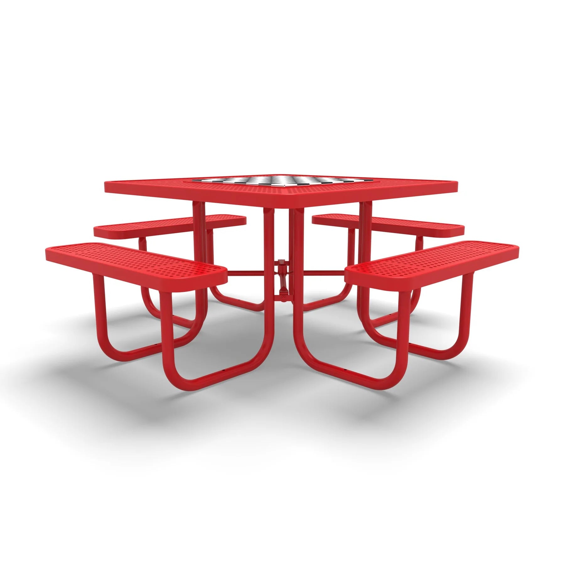 Red Wabash Valley Signature Square Perforated Metal Portable Picnic Table with Chessboard Top