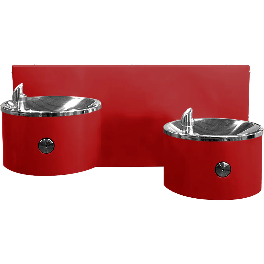 Red Willoughby Double Wall-Mounted Drinking Fountain Studio Image