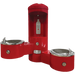 Red Willoughby Wall-Mounted Water Bottle Filling Station with 2 Drinking Fountains Studio Image